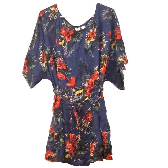 Roxy Women's Swimsuit Tropical Cover Up Navy Blue Floral Size Small NWT - Picture 2 of 6